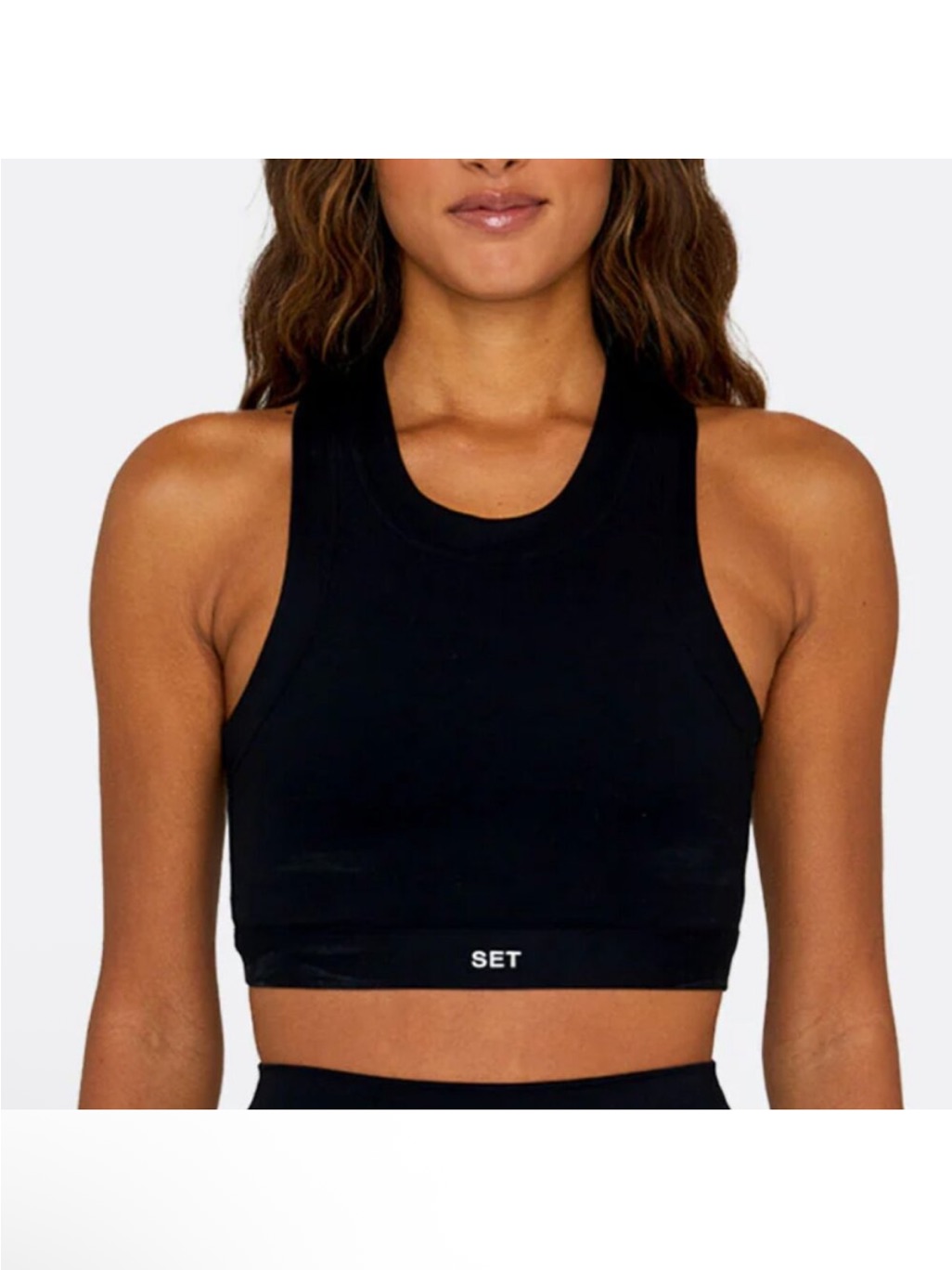 Set Active Black Racerback Crop Tank